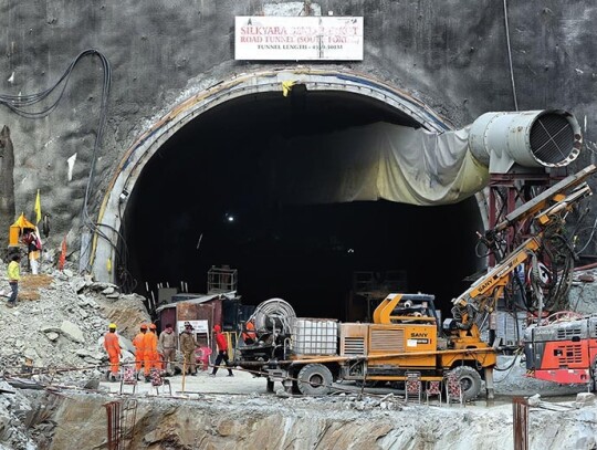 Rescue operation efforts continue for 41 trapped workers in Indian tunnel, Uttarkashi, India - 27 Nov 2023