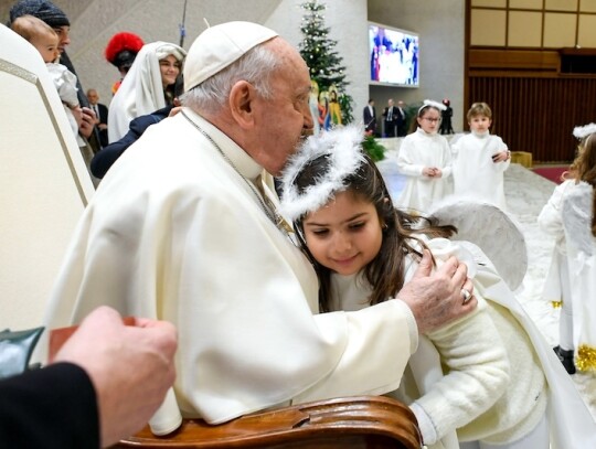 Pope Francis receives performers of the Nativity scene from Saint Mary Major Basilica, Vatican City, Vatican City State Holy See - 16 Dec 2023