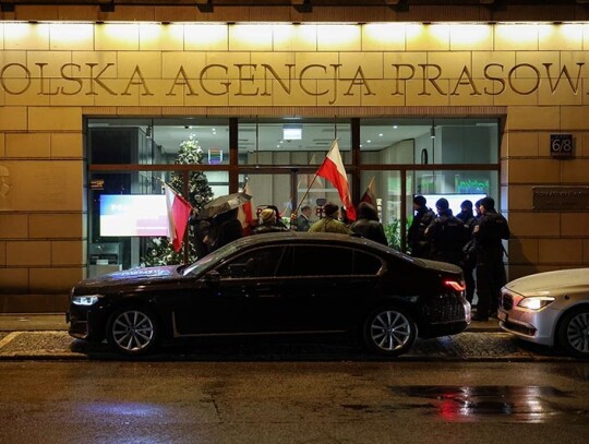 Law and Justice politicians at the headquarters of Polish Press Agency, Warsaw, Poland - 21 Dec 2023