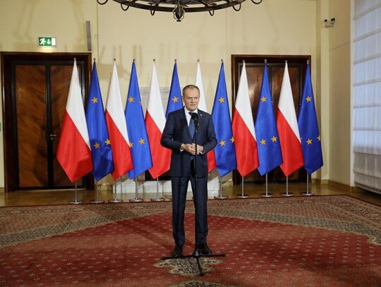 Polish Prime Minister Donald Tusk attends press conference after cabinet meeting, Warsaw, Poland - 03 Jan 2024