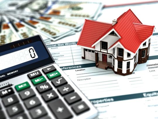 Mortgage calculator. House, noney and document. Mortgage calculator. House, noney and document.
