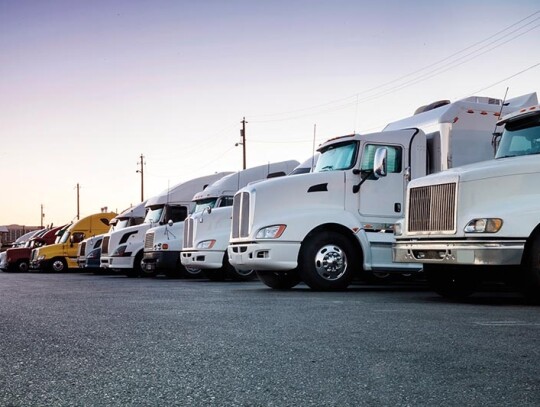 Trucks in a row