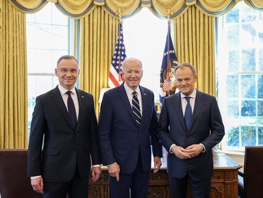 Poland's President Duda and PM Tusk meet with President Biden at th