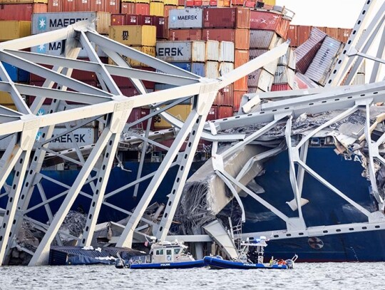 Baltimore bridge collapses after being hit by cargo ship, USA - 26 Mar 2024