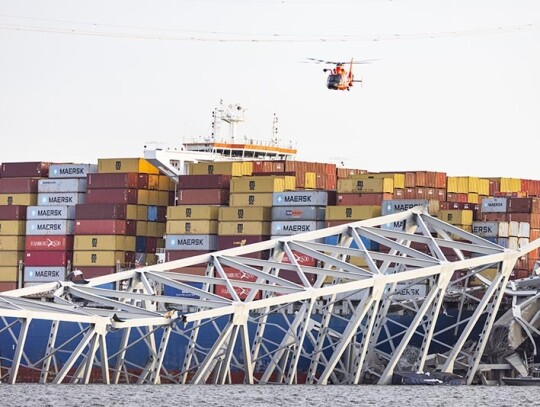 Baltimore bridge collapses after being hit by cargo ship, USA - 26 Mar 2024