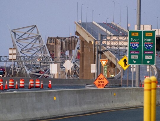 Baltimore bridge collapses after being hit by cargo ship, USA - 26 Mar 2024