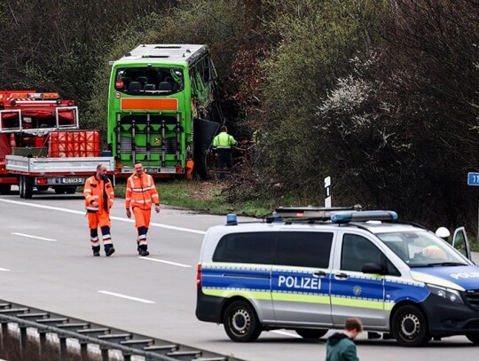 At least five dead after bus accident at highway near Leipzig, Schkeuditz, Germany - 27 Mar 2024