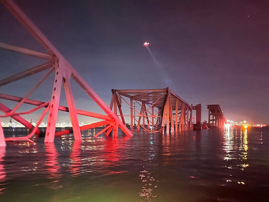 Baltimore bridge collapses after being hit by cargo ship, USA - 26 Mar 2024