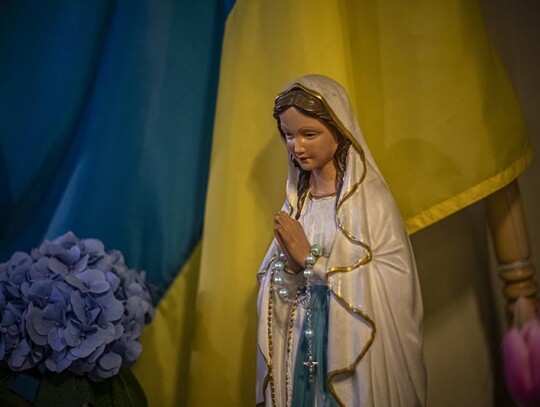 Ukrainian Orthodox believers attend an Easter service in Czech Republic, Pardubice - 24 Apr 2022