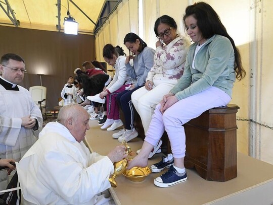 Pope Francis visits women's prison in Rome on Holy Thursday, Italy - 28 Mar 2024