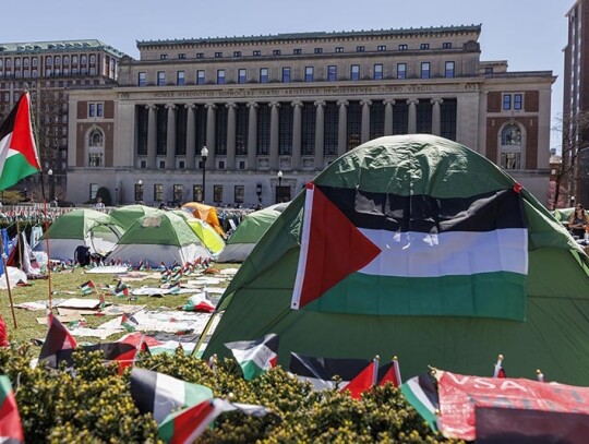 Columbia University students continue ongoing pro-Palestine protests on campus, New York, USA - 22 Apr 2024