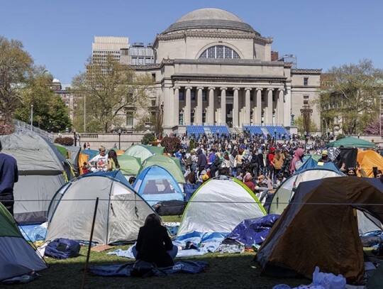 Columbia University students continue ongoing pro-Palestine protests on campus, New York, USA - 22 Apr 2024