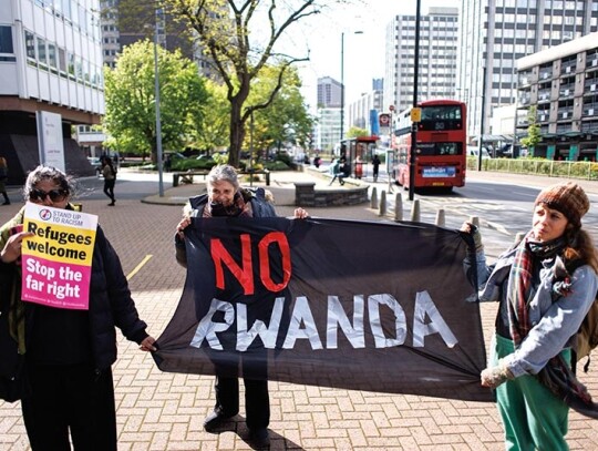 Protest against Rwanda deportations outside a Home Office building in Croydon, London, United Kingdom - 29 Apr 2024