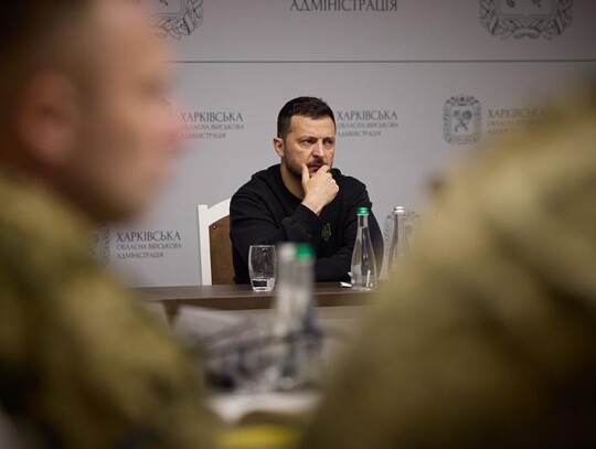 Zelensky receives report on Kharkiv battlefield situation from military commanders, Ukraine - 16 May 2024