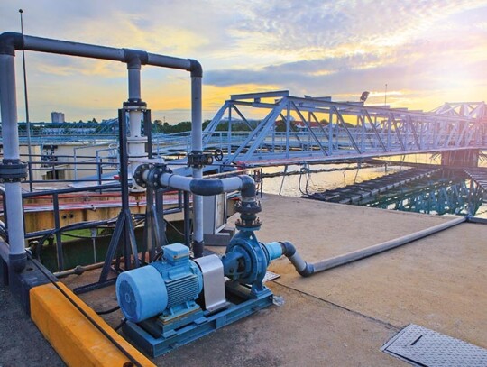 big tank of water supply in metropolitan waterworks industry plant site