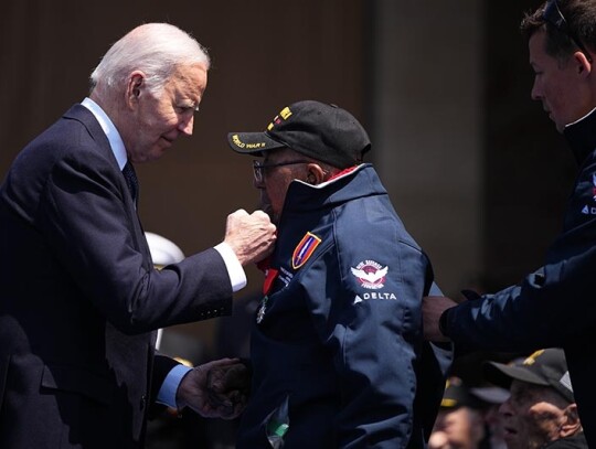 US commemorative ceremony for 80th anniversary of D-Day at Colleville-sur-Mer, Colleville Sur Mer, France - 06 Jun 2024 US commemorative ceremony for 80th anniversary of D-Day at Colleville-sur-Mer, Colleville Sur Mer, France - 06 Jun 2024