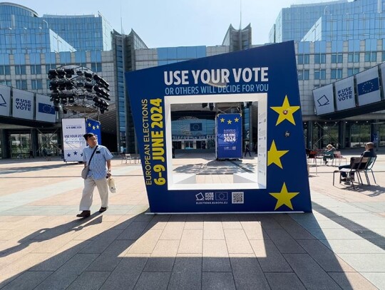 European Parliament prepares for broadcast of European elections results, Brussels, Belgium - 07 Jun 2024