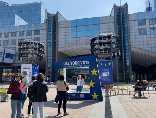 European Parliament prepares for broadcast of European elections results, Brussels, Belgium - 07 Jun 2024