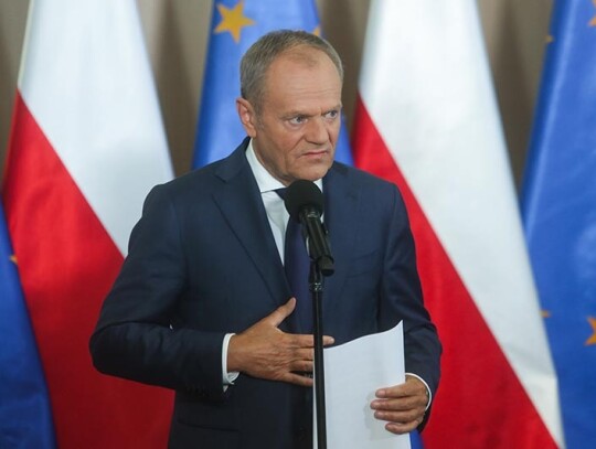 Polish Prime Minister Tusk offers press conference in Bialystok, Poland - 10 Jun 2024