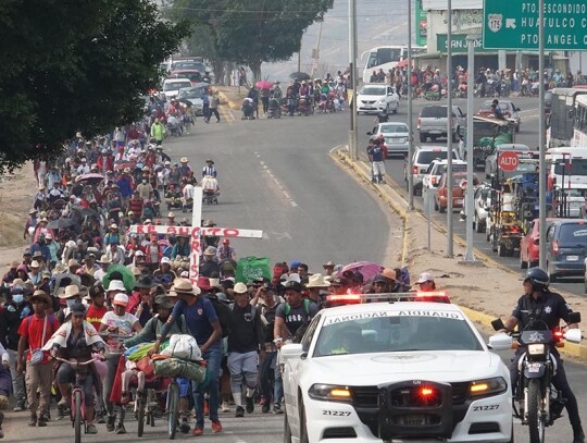 Caravan of 600 migrants arrives in Oaxaca, San Bartolo Coyotepec, Mexico - 11 May 2024