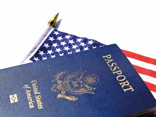 A horizontal image of an American passport