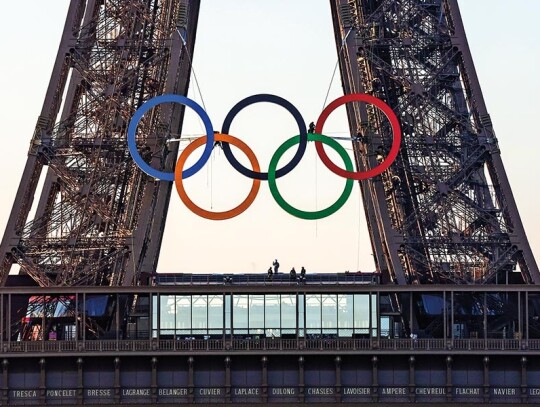 Olympic rings unveiled on the Eiffel Tower 50 days before Paris games, France - 07 Jun 2024