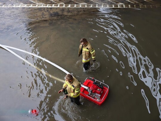 Firefighters clear flooded tunnel in Warsaw, Poland - 20 Aug 2024