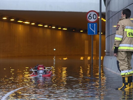 Firefighters clear flooded tunnel in Warsaw, Poland - 20 Aug 2024